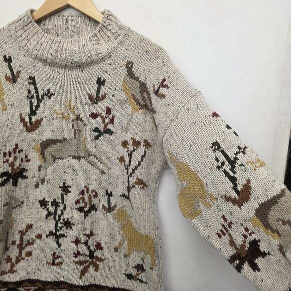 IVY Vintage Deer Bird Acrylic Wool Blend Sweater Women's Size Medium - Picture 4 of 9